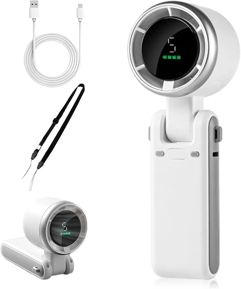 Portable Bladeless Handheld Fan with Digital Display & Type-C Fast Charging