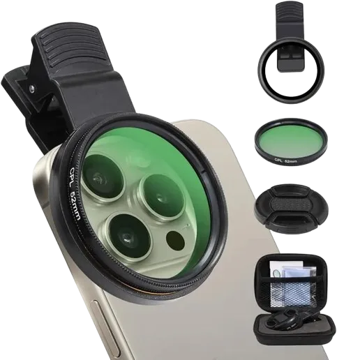 CPL Lens Filter Kit for Mobile Camera – Clip-on Circular Polarizer Lens for Smartphone Photography